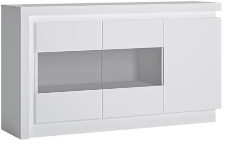 Lomadox Sideboard Kommode mit indirekter Beleuchtung in weiß Hochglanz, B/H/T ca. 158/89,5/42 cm