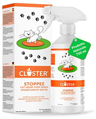 CLOSTER STOPPEE - Disuasivo para Gatos 750 ML - Spray disuasivo para Gatos de Base Vegetal de tomillo - Disuasivo para Gatos para Interiores y Exteriores - disuasivo para Gatos Producto 100% Natural