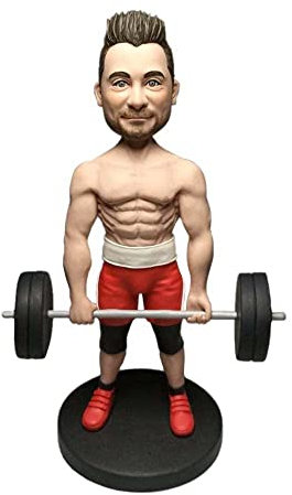 mydedor Custom Bobble-Heads Figur Customized Doll, Männlich Gewichtheber in roten Shorts Kostüm Custom Bobble Head, Bobble Head Figuren Handmade personalisierte Skulptur Geschenk für Mann
