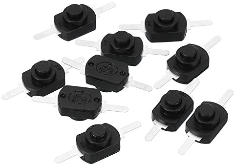 PATIKIL Enganche Pulsador Botón Interruptor, 10uds Recto Pies ON/OFF Autobloqueo DC 30V 1A Micro Control Interruptor para Linterna Luz Lámpara Pared Toma Bricolaje, Negro