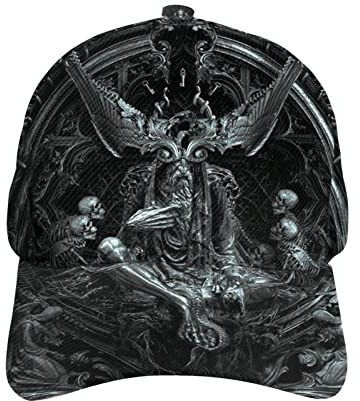 KJHBVND Baseballkappe für Männer und Frauen, Schwarz Evil Dead Body Satanic Skull Hip Hop Caps Dad Trucker Cap Verstellbare Snapback Hüte, Schwarz , One size