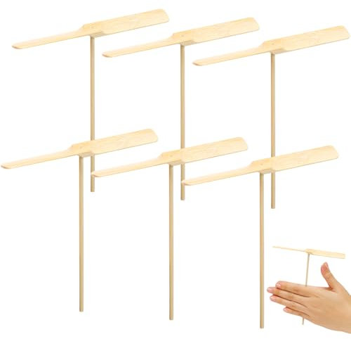 Jojofuny 10 Stücke Propeller Kinder Fliegender Hubschrauber Spielzeug - Holz Libelle Hand Reiben DIY Für Kinder Im Freien Terrasse Garten