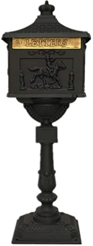 Upright Cast Iron Mailbox Postbox Mail Box Wall Mount Metal Post Letters Box Rustic Country Cast Iron Mail Box (D)
