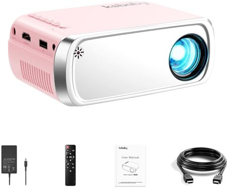 Proiettore portatile, ksbaby proiettore per esterni, mini proiettore video estetico a LED per film portatili all'aperto compatibile con HDMI, USB, laptop, TV Stick, telefono iOS e Android