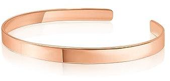 Mary & Jules offener Armreif Rosegold, Armband 925 Silber rose vergoldet, Durchmesser ca. 6,2 cm, Breite 5 mm, breite rose goldene Armspange aus recyceltem Silber