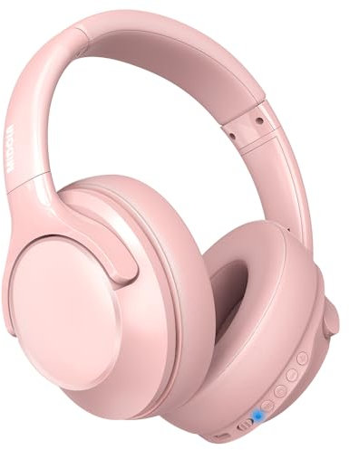 MIDOLA Bluetooth Headphones Over Ear 68H Playtime 6 EQ Wireless Headset with Microphone HiFi Stereo Foldable Lightweight Deep Bass for Travel Home Office Cellphone Pink