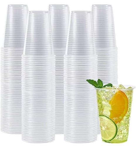 Nesplasti Pack de 500Uds 330ml Vasos Reutilizables de plástico polipropileno Transparente ideal para fiestas y eventos (500, 330ml)