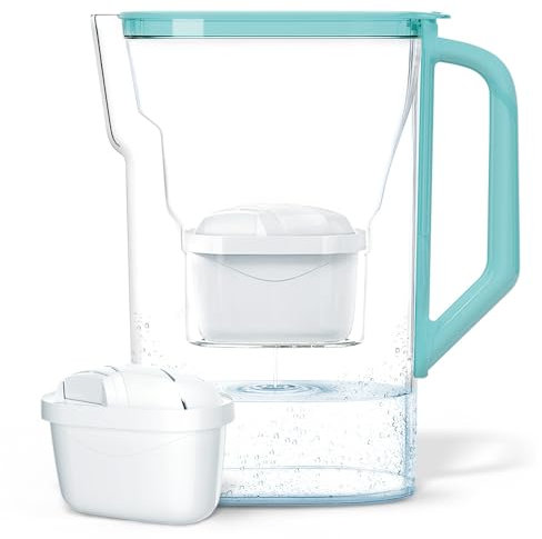 Wessper Carafe Filtrante pour Eau 2.7L avec Compteur LED | Remplacement de Dafi Unimax BRITA Maxtra+ PHILIPS AWP212/10 | Réduction du Calcaire, du Chlore | Carafe Filtrante + un Filtre à Eau | Menthe
