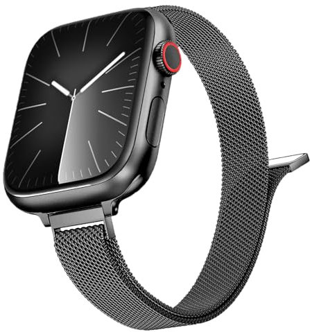 Schmal Armband für Apple Watch Armband 40mm 41mm 38mm 44mm 45mm 49mm 46mm 42mm Herren/Damen,Dünn Milanaise Magnet Metall Edelstahl Band für iWatch Series 10 9 8 SE 7 6 5 4 3 Ultra/2 Apfelband