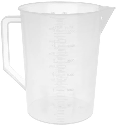 Amosfun Pichet doseur gradué en plastique transparent avec bec verseur pour huile, produits chimiques, piscine et pelouse 3000 ml