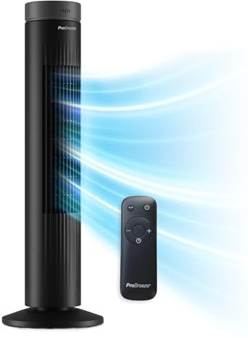 Pro Breeze® 30 Tower Fan with 7-Hour Digital Timer, Remote Control, 3 Cooling Fan Modes & LED Light Indicator - Powerful & Energy-Efficient Electric Fan for Home and Office - Black