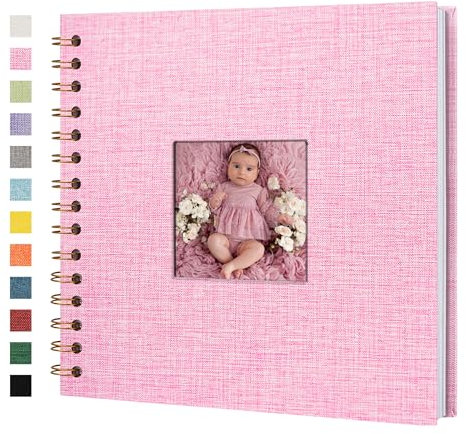 Yopih Fotobuch Scrapbook mit Leineneinband, 20 x 20 Cm Hardcover mit weißem Kraftpapier-Seiten, für Reisen Hochzeit Gästebuch Weihnachten Baby Shower (20 Blätter/40 Seiten)