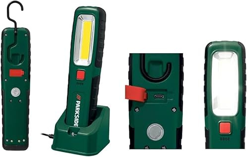 Lampada LED da Lavoro Ricaricabile 600 lm, 6500 K Batteria Ricaricabile 3,7V Parkside (Lampada ricaricabile(luce bianca e UV))