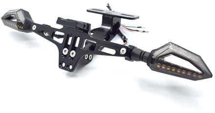 Motorrad Kennzeichenhalter CNC Aluminiumlegierung Mit Licht Für K&awasaki Z750S Z1000SX Ninja 250 300 400 650 1000 ER-6N ZX-14/R (Farbe : Schwarz)