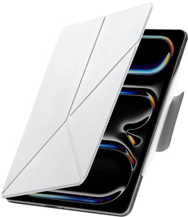 PITAKA Coque pour iPad Pro 11 2024 M4 Coque Magnétique pour iPad Pro 11 5e Génération Housse de Protection Ultralégère avec Porte-Stylo iPad Stand Multi-Angle en PU Cuir Blanc [MagEZ Folio 2]