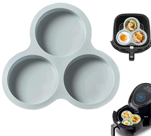 1 Pcs Air Fryer Egg Pan Silicone Air Fryer Egg Mold with 3 Cavity Reusable Egg Maker for Air Fryer for Baking Eggs Omelettes Baking Muffins and Melting Chocolate Butter Heat Pasta