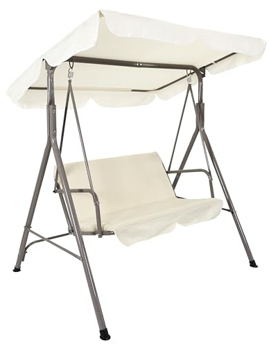 HOME DECO FACTORY Kleiderbügel Holz 20er-Set mit Hosensteg Natur | Metall, Schaukelstuhl Soria, Gartenmöbel, bequeme Sitzgelegenheit, für Garten oder Terrasse, 146 x 160 x 109 cm, beige
