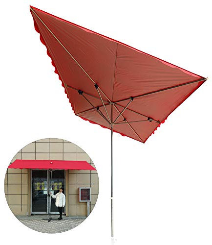 Parasol Incliné Commercial, Parasol De Plage Pliable Extérieur, Conception Anti-pincement Et Réglage De La Hauteur, Grand Parasol Carré, Rouge, Magasins Et Éta(4X2M)