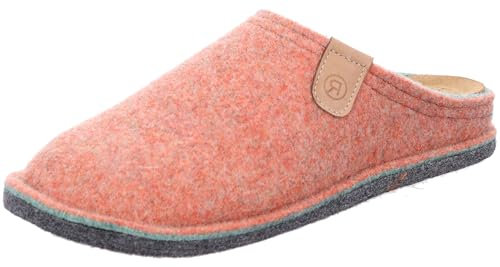 Rohde Damen Pantoffel Hausschuh Softfilz Decksohle Leder bequem Lucca-D 6820, Größe:38 EU, Farbe:Orange