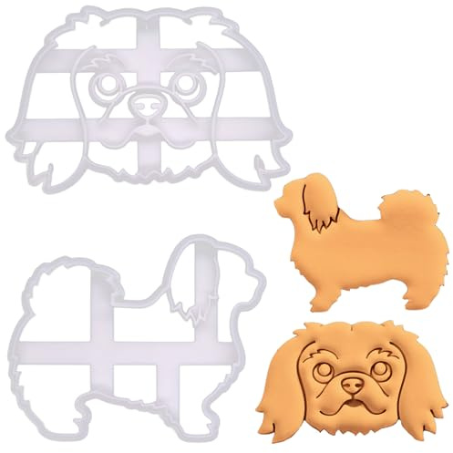 BAKERLOGY Sat von 2 Pekingese Ausstechformen - Detailliertes Keksausstecher-Design zum Backen und Basteln, ideal für Fondant, Teig, Ton