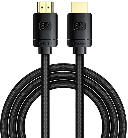 Baseus Cable HDMI de alta definición serie 2.1, HDMI 8K a HDMI 8K 60Hz, cable adaptador de 2 m, color negro