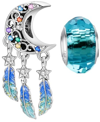 LNQOBU Abalorios Charms Colgantes de Plata de Ley 925 con Circonita cúbica Transparente Compatible con Pulsera Europeo Pulseras Collar,Charms de plata Mujer and Niña