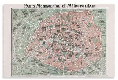 Poster für die Planung wichtiger Gebäude und U-Bahn-Linien in Paris im Jahr 1920, Leinwand-Kunstdrucke, Poster, Foto, Bild, Malerei, Poster, Raumdekoration, 40 x 60 cm