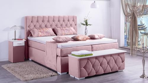 Boxspringbett Jana 240x220, VS-Rose, 7-Zohnen Taschenfederkernmatratze, Ergoflex - Inklusive Aufbau - Deutscher Hersteller