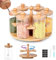 SXTIHD Estante giratorio para especias de bambú, 330 ml*6 tarros para especias con cucharita, carrusel para especias de madera para la cocina, etiquetas