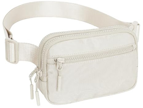 Sdhgerh Vielseitig Bauchtasche Herren Damen Wasserdicht Stylische Gürteltasche Sport Hüfttasche 4 Fächer für Alle Outdoor Aktivitäten Geeignet 20x4x14 cm Reis-Weiß