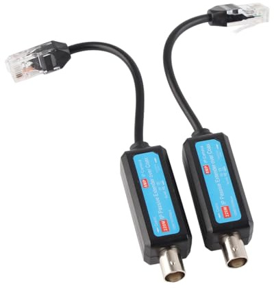 Cunyuer Transmisor coaxial de red, 1 par 10/100Mbps pasivo IP 1CH Ethernet sobre receptor coaxial extensor para cámara IP NVR
