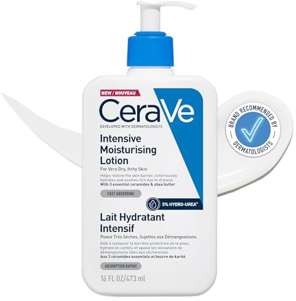 CeraVe, Intensive Feuchtigkeitslotion, mit Hyaluronsäure, 3 essentiellen Ceramiden & Hydro-Urea-Technologie, für trockene bis sehr trockene Haut, 473 ml