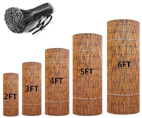 Brise Vue En Roseau Naturel Pour Terrasse Balcon Jardin Claustra Bois Exterieur Clôture En Bambou Panneaux De Clôture En Roseaux Facile À Installer, Aménagement Paysager(H0.91xL5m/H3xL16.4ft)