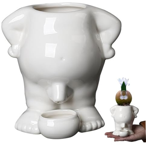 Muzrunq Peeing-Pflanzen-Topf, schrullige körperförmige Keramikpeeing-Topf-Pflanzer mit Entwässerung, einzigartiger Kaktus Sukkulenten Penis-Pflanzer für Innen-/Außenanpflanzung