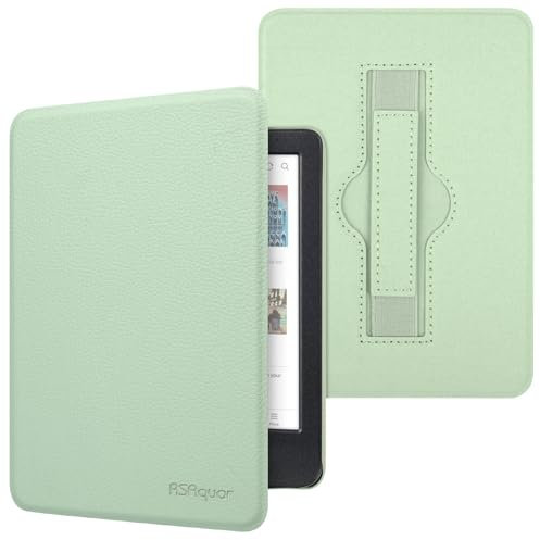 RSAquar Étui en Tissu pour Kobo Clara Colour | BW | 2E, Tolino Shine Colour/Shine 5/4 avec Dragonne, Housse de Protection avec Fonction Veille/Réveil Automatique, Agave Noir
