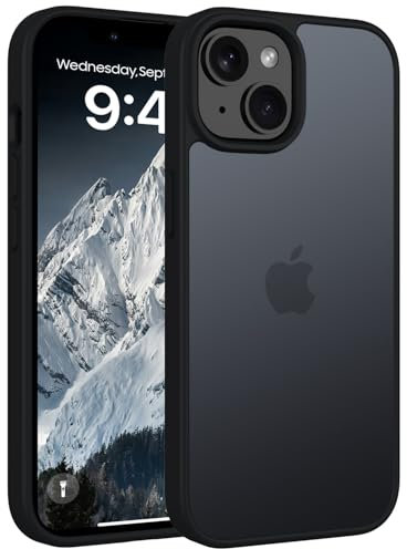 Andwing Matt Hülle für iPhone 13/14 6,1 Zoll, Militärstandard FallSchutz Handyhülle für iPhone 14/13, Mattierte Durchscheinende Rückseite Schutzhülle, Anti-Fingerabdruck Kratzfest Haltbar Schwarz