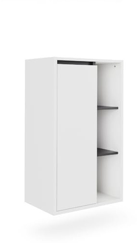 Vicco Midischrank Viola, Weiß/Grau, 50 x 86 cm | mit offenen Regalen, zur Wandmontage geeignet und kombinierbar mit Viola-Serie