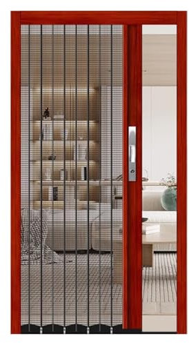 Porte moustiquaire accordéon sans perçage avec verrouillage en métal gris idéal pour les chambres, les placards et les entrées d'armoires – Installation facile et design élégant