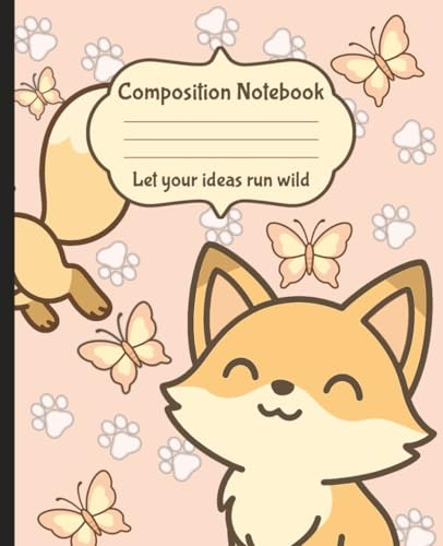Pastel Fox Composition Notebook: A cute and aesthetic wide ruled notebook for girls, students, and fox lovers — 110 pages of creative energy!