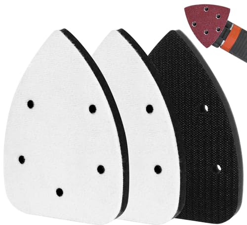 Zhujiehigh 3 Pcs Detail Sander Foam Interface Pads, 5 Holes, 140x90mm