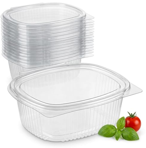 SGWEB Professional Contenitori Ermetici per Alimenti [100 Pezzi] 500ml - Vaschette in Plastica per Alimenti Usa e Getta, Contenitori per Freezer Monoporzione e Microonde, Vaschetta Ovale con Coperchio