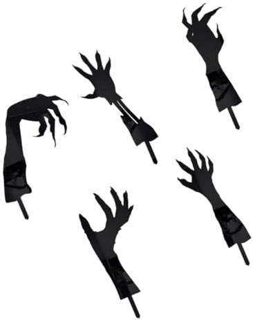 LALAFINA 5pcs Panneaux Extérieurs Halloween Décoratifs en Acrylique Noir, Décorations de Jardin à Piquet Stables et Faciles à Utiliser pour Cour et Entrée