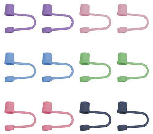 YFTRFR 12 Pcs Straw Toppers, Soft Silicone Material 10mm Reusable Cup Tips Lids Accessories Dust-Proof and Leak-Proof Protectors for Tumblers Water Bottle, Other Drink, Home Use(6 Color)