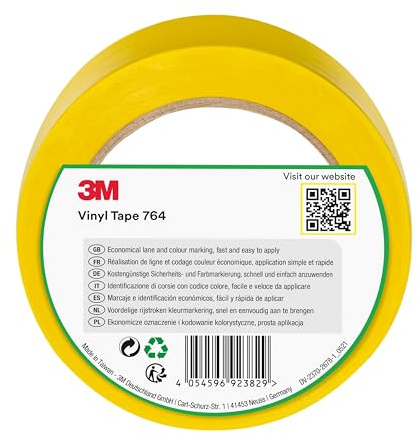 3M PVC-Klebeband 764i (10 Rollen), 50 mm x 33 m, Gelb