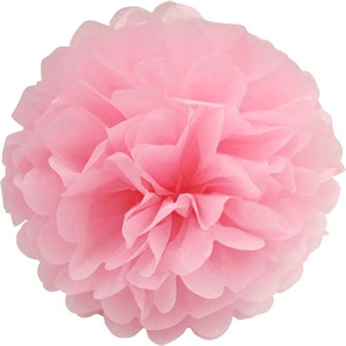 1 Papier Pompon 25cm ( hellrosa 150 ) // PomPoms Bommel Papier Kugel Seidenpapier Pom Pom Deko Hängedeko Raumdeko Blumen