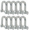 Dapetz ® Commercial D-Shackle Steel M12 (12mm) D-Shackle Ring Use for Construction Rigging Vehicle Recovery Hauling Tie Downs Hanging and Multi Purpose Use - Pack of 10, Silver