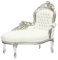 Way Home Store Dormeuse Paolina-Sessel, Barock, französischer Stil, Luigi XVI Silber und Weiß