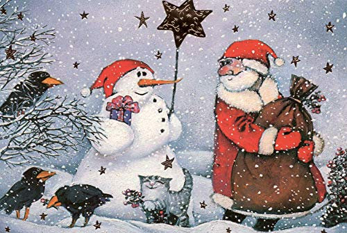 Weihnachtskarten Set 5 Stück Nostalgie Weihnachten Grußkarten Goldprägung Kunstkarte