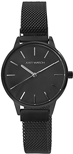 Just Watch Damen-Uhr Edelstahl Meshband Magnetverschluss JW285 Analog JW10142 (schwarz)