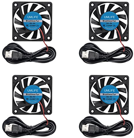 UMLIFE 60mm Fan, 4-Pack 5Volt 0.18A USB 60x60x10mm 6010 Brushless DC Computer CPU Heat Sink Cooling Cooler Fan 60mm x 10mm